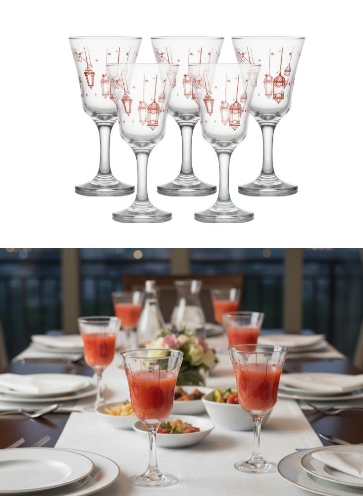 بريميم طقم أكواب زجاجية بتصميم فانوس رمضاني مكوّن من ست قطع - Image 1